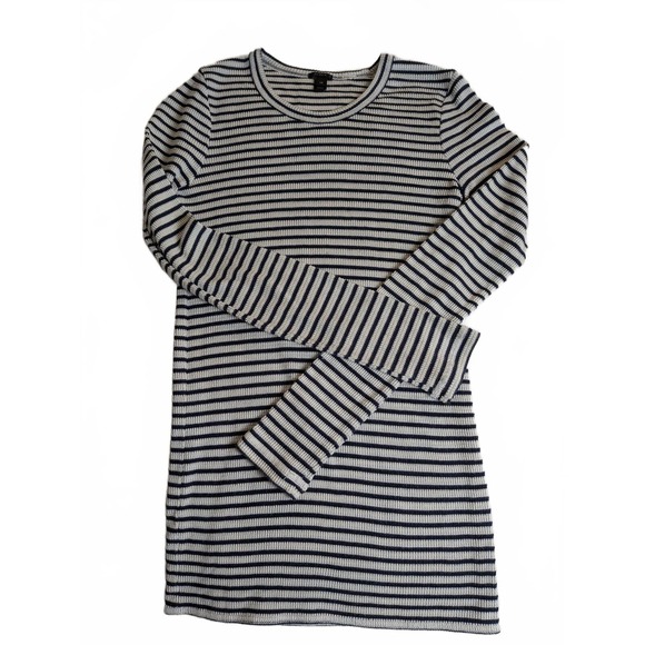 J. Crew Factory Tops - J.Crew Striped Long Sleeve Tee Womens XS Navy White Excellent Ribbed Nautical